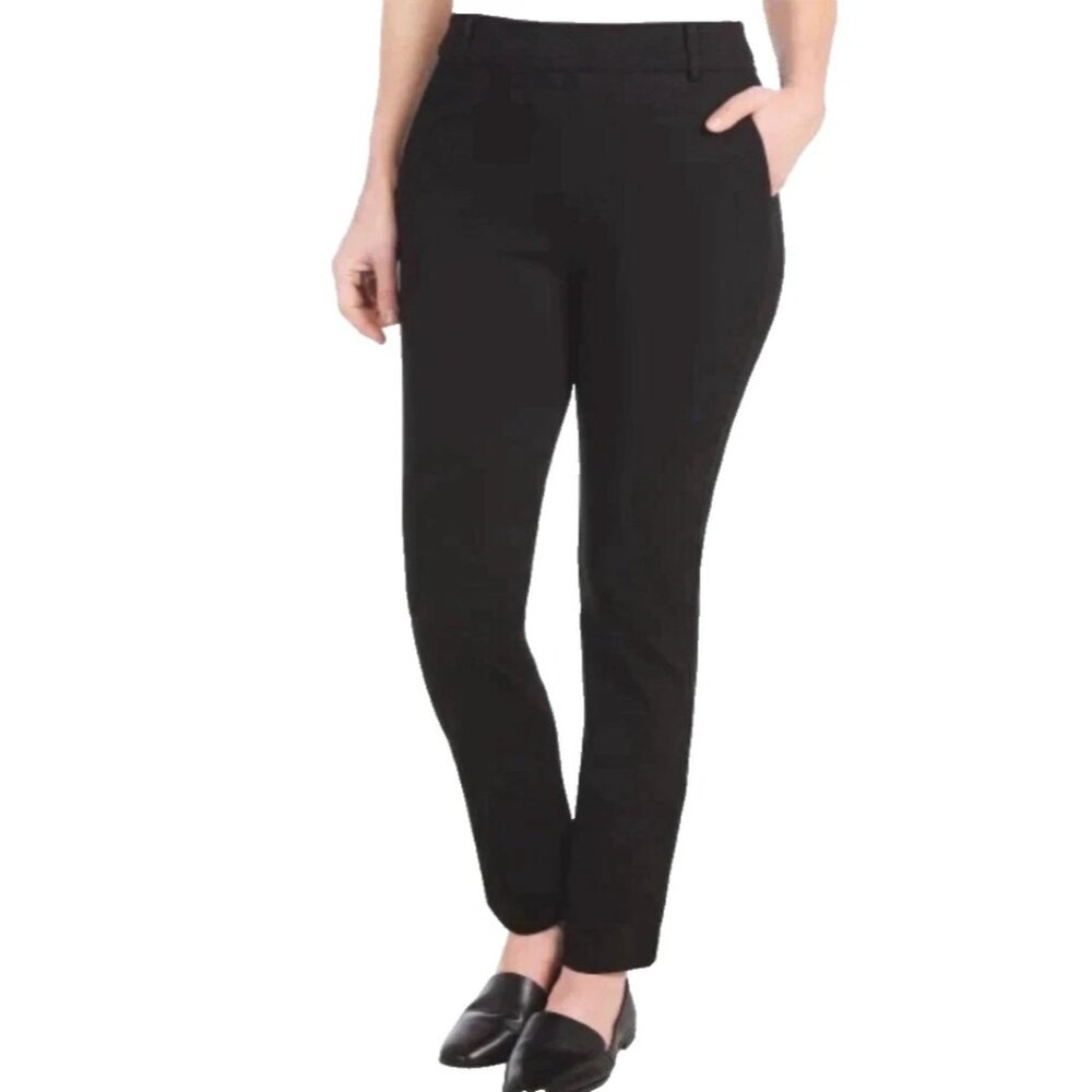 Dalia Sm Tummy Control Pull On Mid-Rise Twill Stretch Narrow Ponte Pants Black